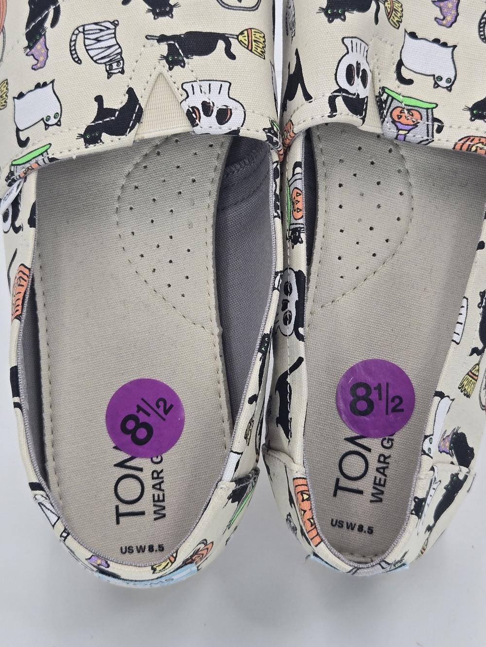 TOMS Women's Belmont Halloween Cat Print Slip-On Shoes Size 8.5 8 1/2 - Picture 9 of 10